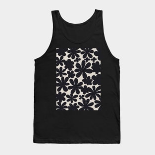 Black Flowers Pattern Tank Top